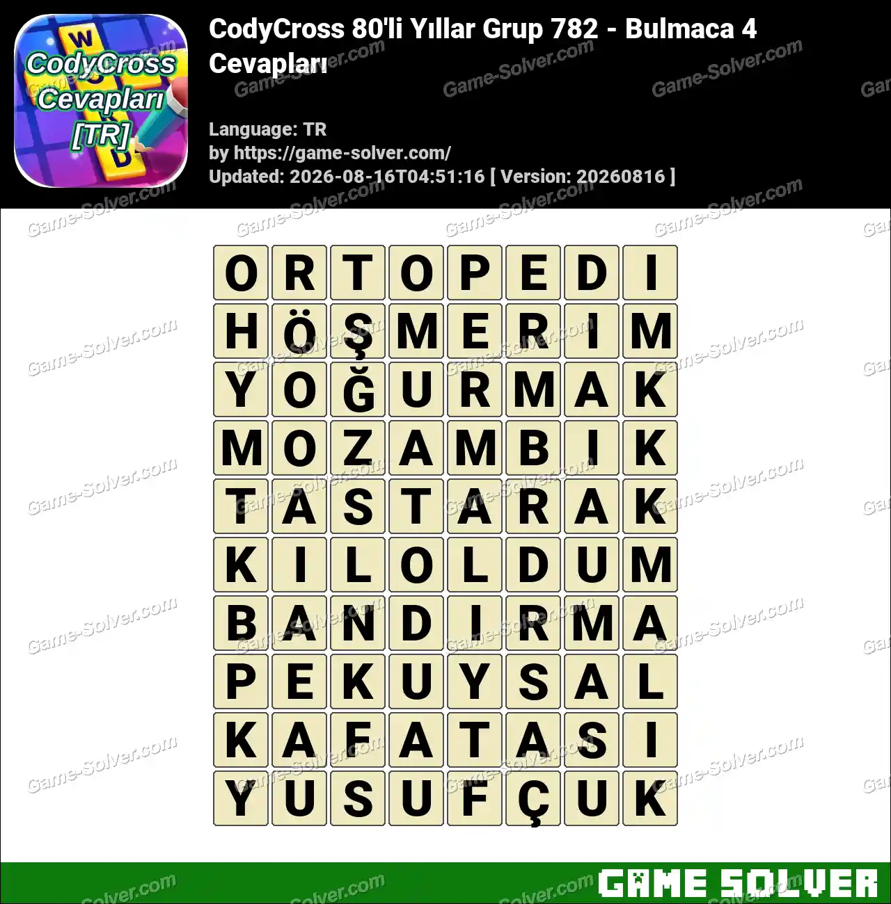 CodyCross 80’li Yıllar Grup 782 – Bulmaca 4 Cevapları